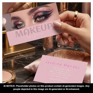 Rosa Weiße Typografie Einfache Foto-Make-up Visitenkarte