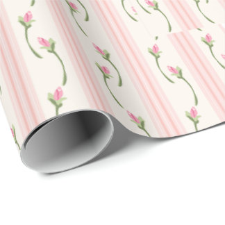Rosa Weiße und Creme Shabby Chic Floral Geschenkpapier