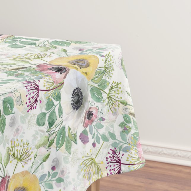 rosa, weiße und gelbe Anemone Tischdecke (Beispiel)