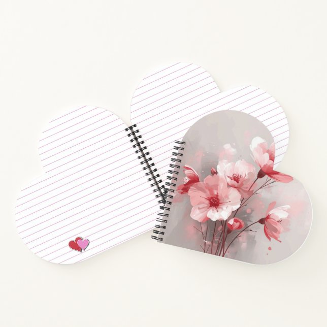 Rosa, Weiße und Graue Blumen Notizbuch (Innenseite)