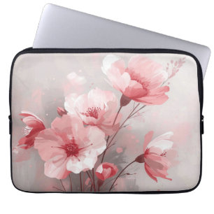 Rosa, Weiße und Graue Blüten Laptopschutzhülle