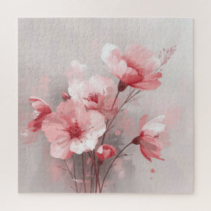 Rosa, Weiße und Graue Blüten Puzzle