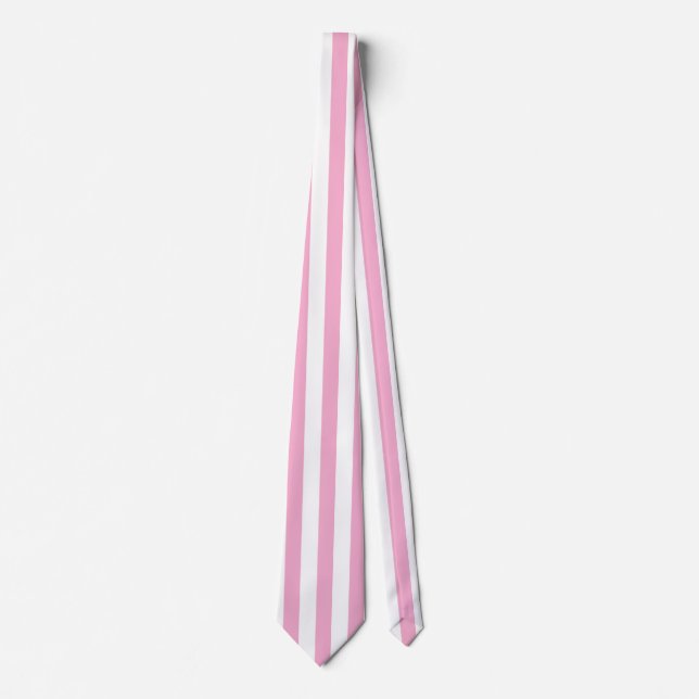 Rosa-weiße vertikale Streifenmuster-Design Krawatte (Vorderseite)