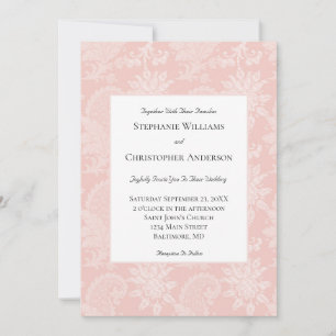 Rosa Weiße Verzierte Florale Elegante Hochzeit Einladung