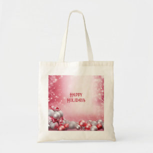 Rosa weiße Weihnachtsbälle Feiertags-Tragetasche Tragetasche