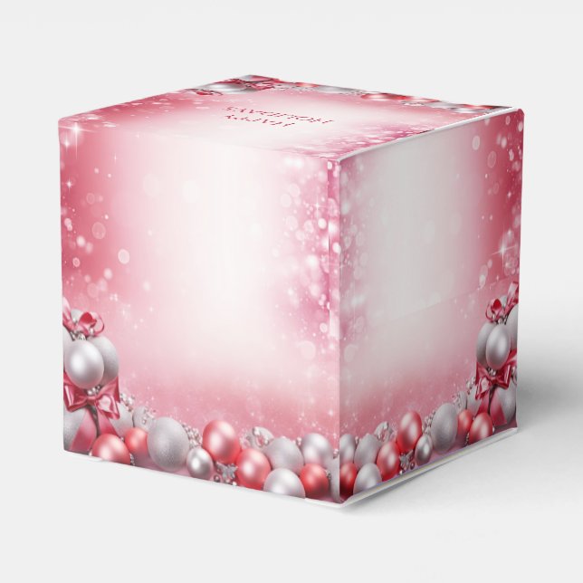 Rosa Weiße Weihnachtsbälle Geschenkboxen Geschenkschachtel (Rückseite)