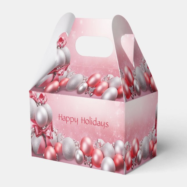 Rosa Weiße Weihnachtsbälle Geschenkboxen Geschenkschachtel (Vorderseite)