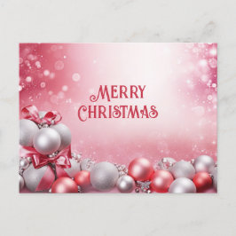 Rosa weiße Weihnachtsbälle Weihnachtszeit Postkart Postkarte