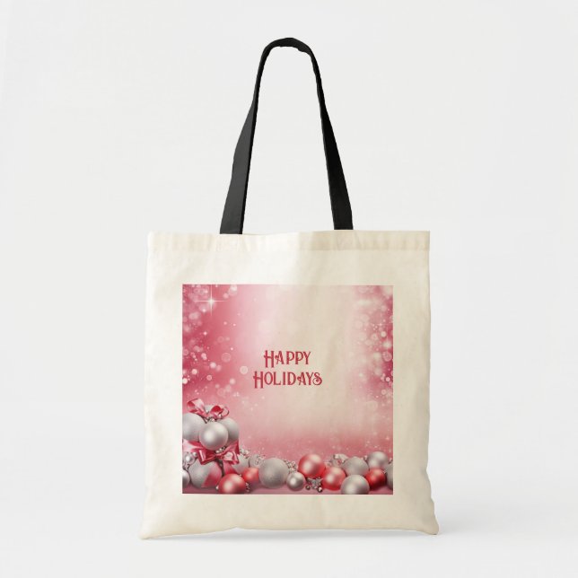 Rosa weiße Weihnachtsbäume Holiday Toag Tasche (Vorne)