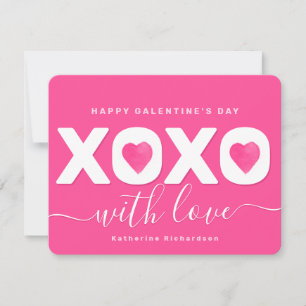 Rosa Weiße "XOXO" Elegante Galentine's Day Feiertagskarte