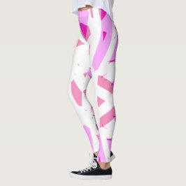 Rosa Weißer Geometrischer Art Deco Valentine Liebe Leggings