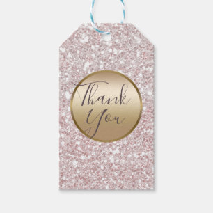 Rosa weißer Glitter & Gold Moderne Glamour Partyge Geschenkanhänger