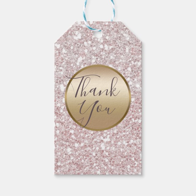 Rosa Weißer Glitzer und Gold Modernes Glam Gastges Geschenkanhänger (Vorderseite)