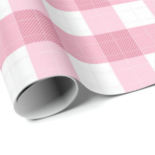 Rosa-weißer klassischer Gingham-Muster Geschenkpapier