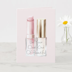 Rosa weißer Lippenstift Elfenbein Nagellack Karte