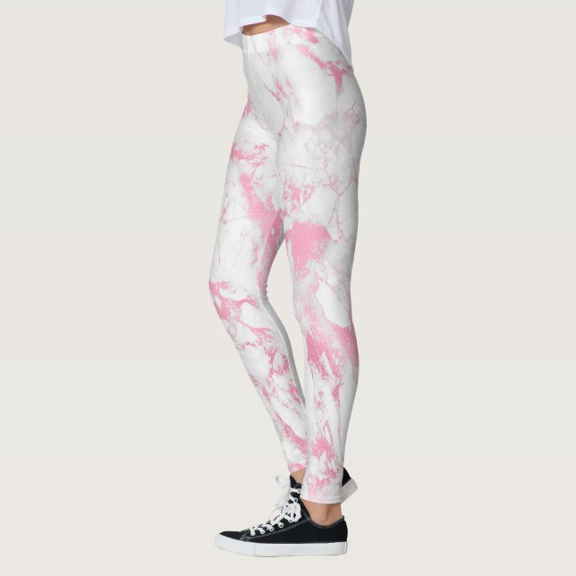 Rosa weißer Marmor Leggings (Links)