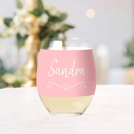 Rosa Weißer Name Geburtstag 4Sandra Trinkbehälter Weinglas Ohne Stiel