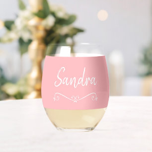 Rosa Weißer Name Geburtstag 4Sandra Trinkbehälter Weinglas Ohne Stiel