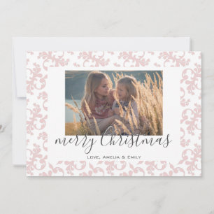 Rosa weißer Rokoko Frohe Weihnachten Schrift Foto 