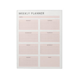Rosa-weißer Wochenplaner-Organizer To-Do-Liste Notizblock