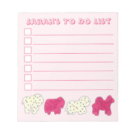 Rosa Weißer Zirkus Zoo Tierkrebse zu erledigen Notizblock