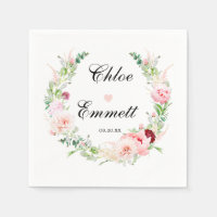 Rosa Weißes Blumenherz Romantische Hochzeiten Napk