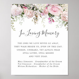 Rosa weißes Blumenhochzeitsgedenkzeichen Poster