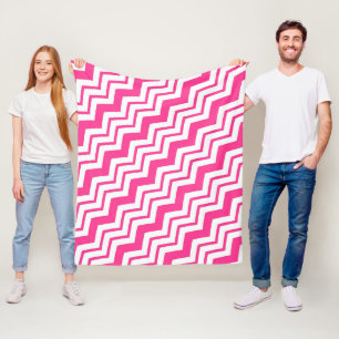 Rosa-weißes Chevron-Zickzack-Musterdesign Fleecedecke