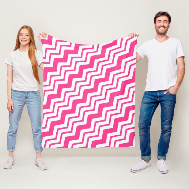 Rosa-weißes Chevron-Zickzack-Musterdesign  Fleecedecke (Beispiel)
