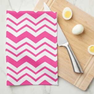 Rosa weißes Chevron-Zickzack-Musterdesign Geschirrtuch