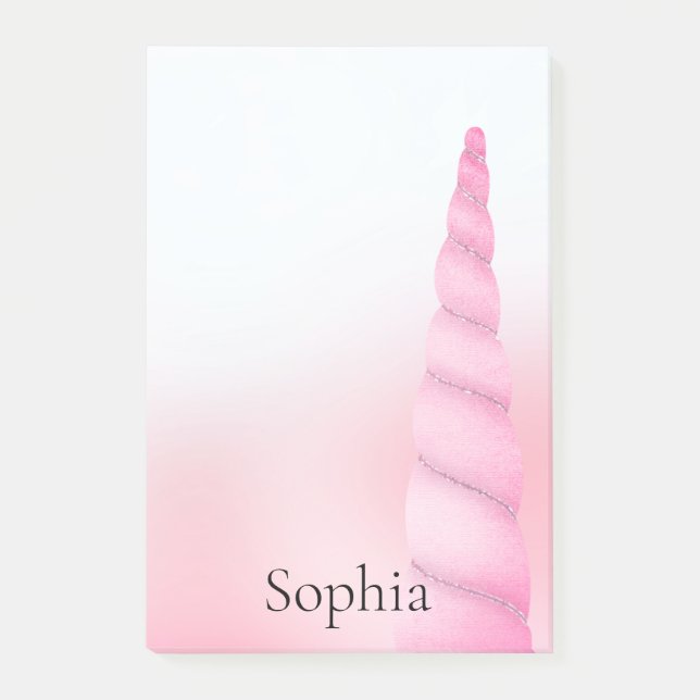 Rosa Weißes Einhorn Post-it Klebezettel (Vorderseite)