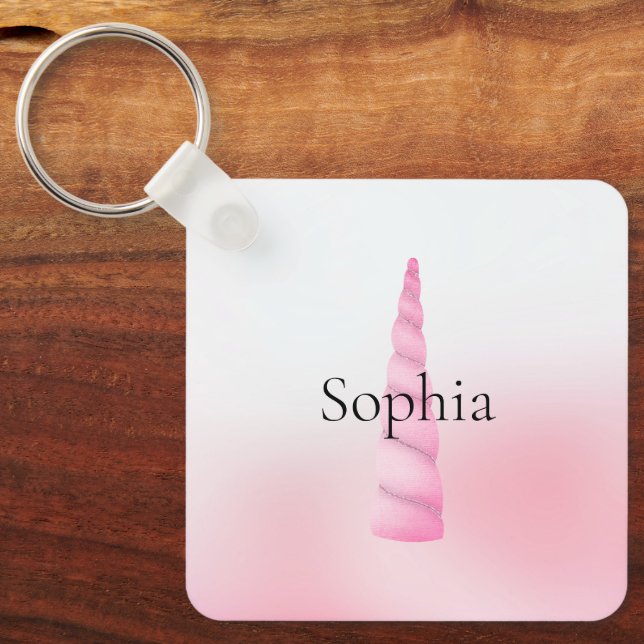 Rosa Weißes Einhorn Schlüsselanhänger (Vorderseite)