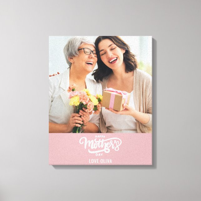 Rosa weißes Foto Collage Geschenk Glücklichen Mutt Leinwanddruck (Vorderseite)