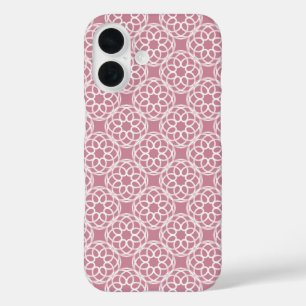 Rosa weißes geometrisches nahtloses Muster iPhone 16 Hülle