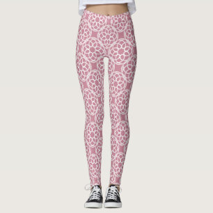 Rosa weißes geometrisches nahtloses Muster Leggings
