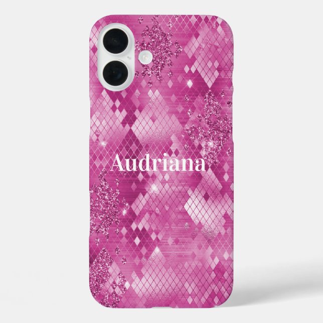 Rosa, weißes, glänzendes Leopard Case-Mate iPhone Hülle (Rückseite)