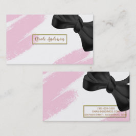 Rosa weißes Gold Moderne Minimal Rosa Pinsel & Bow Visitenkarte