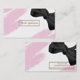 Rosa weißes Gold Moderne Minimal Rosa Pinsel & Bow Visitenkarte