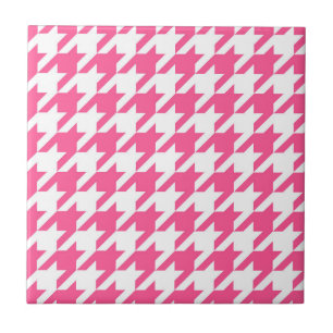 Rosa-weißes Houndstooth-Karomuster-Design  Fliese