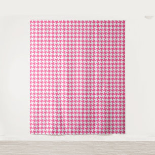 Rosa-weißes Houndstooth-Karomuster-Design Wandteppich