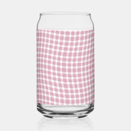 Rosa weißes Karo Gingham nahtloses Muster Dosenglas