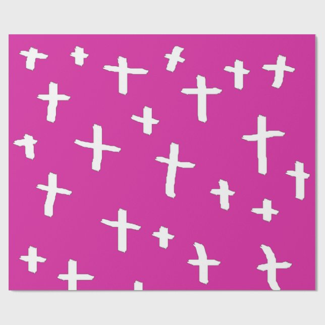 rosa weißes Kreuz Geschenkpapier (Flach)