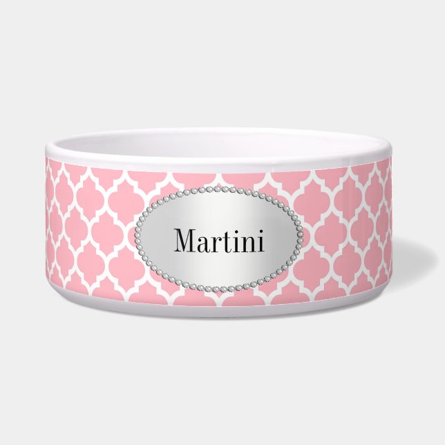 Rosa weißes marokkanisches Quatrefolienmuster #5 Napf (Vorderseite)