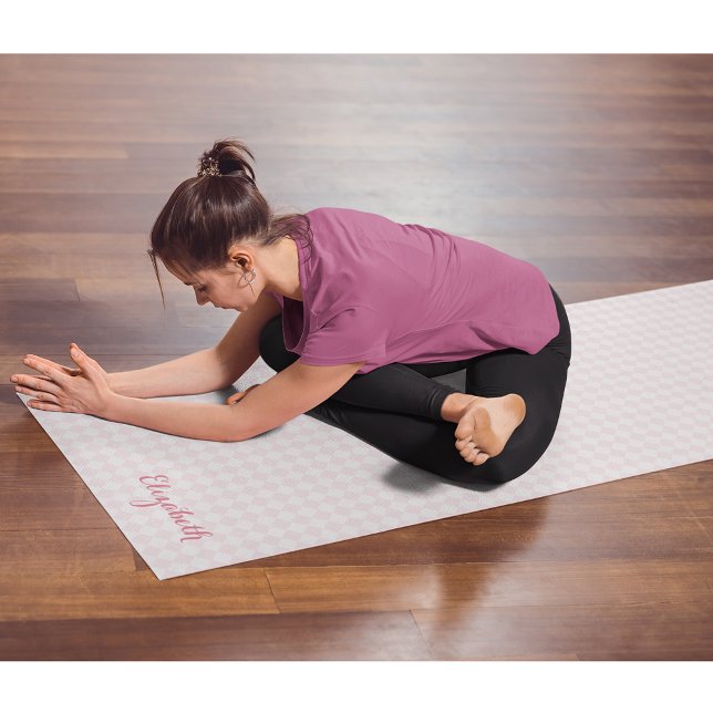 Rosa weißes, modernisiertes Monogramm Yogamatte (Pink White Modern Checkered Monogram Exercise Yoga Mat)