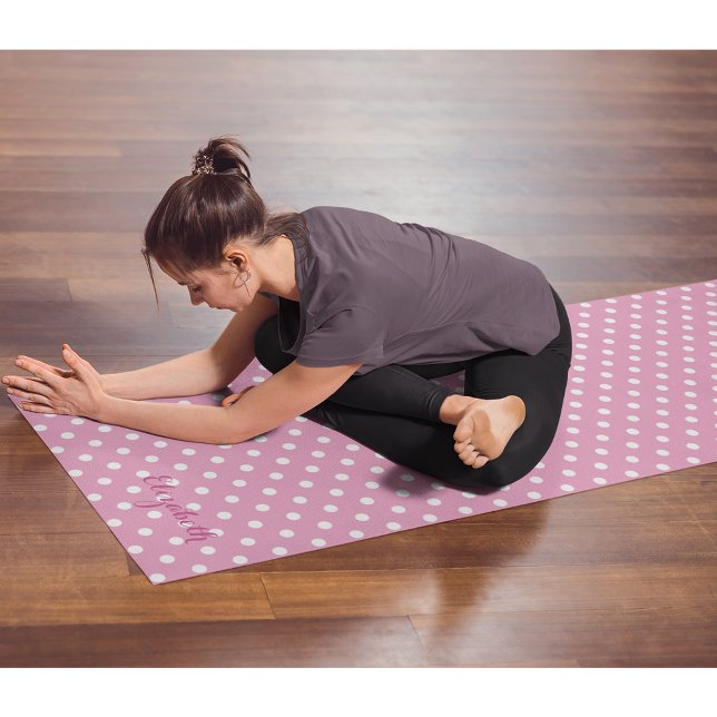 Rosa weißes Retro-Chic Polka Dots Monogramm Übung Yogamatte (Pink White Retro Chic Polka Dots Monogram Exercise Yoga Mat)