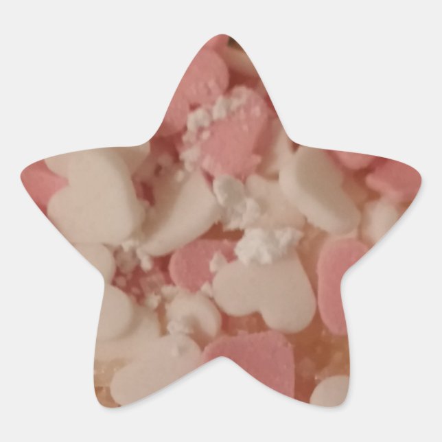 Rosa, weißes Valentinherz, Tortendekoration, Liebe Stern-Aufkleber (Vorderseite)