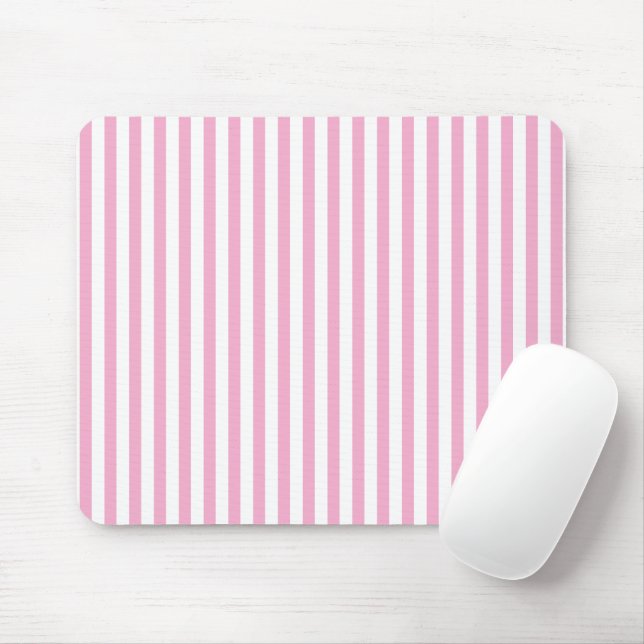 Rosa-weißes vertikales Streifenmuster-Design Mousepad (Mit Mouse)