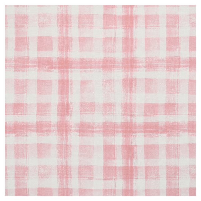 Rosa, weißes Wasserfarben Gingham Prüfmuster Stoff (Muster)