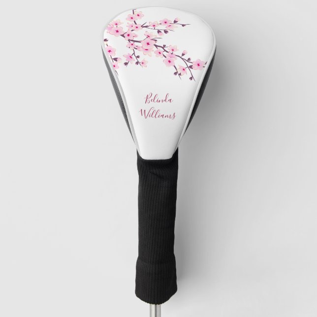 Rosa Weißkirsche Blossom Monogramm Golf Headcover (Vorderseite)