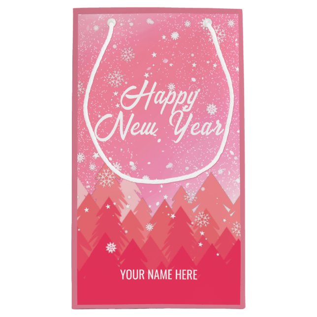 Rosa Weißschnee Friedliche Wälder Weihnachten Neuj Kleine Geschenktüte (Rückseite)